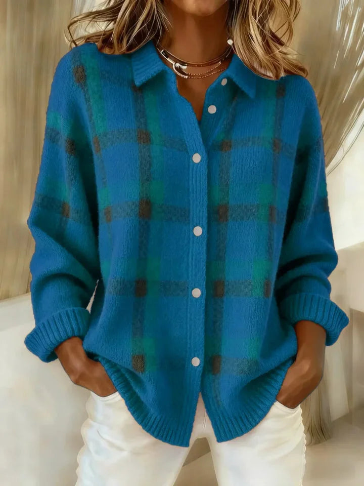Theresa Plaid Knit Cardigan