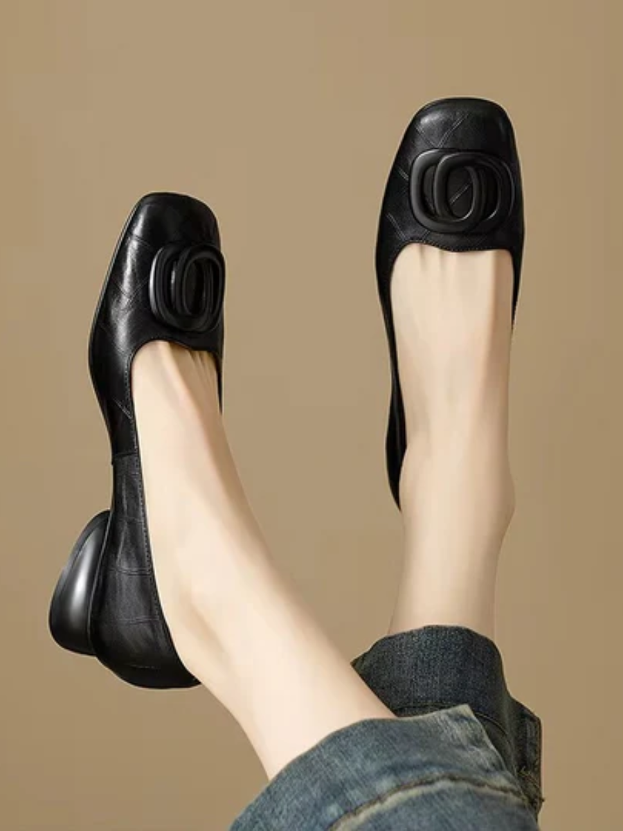 Letizia | Square-Toe Vegan Leather Ballet Flats