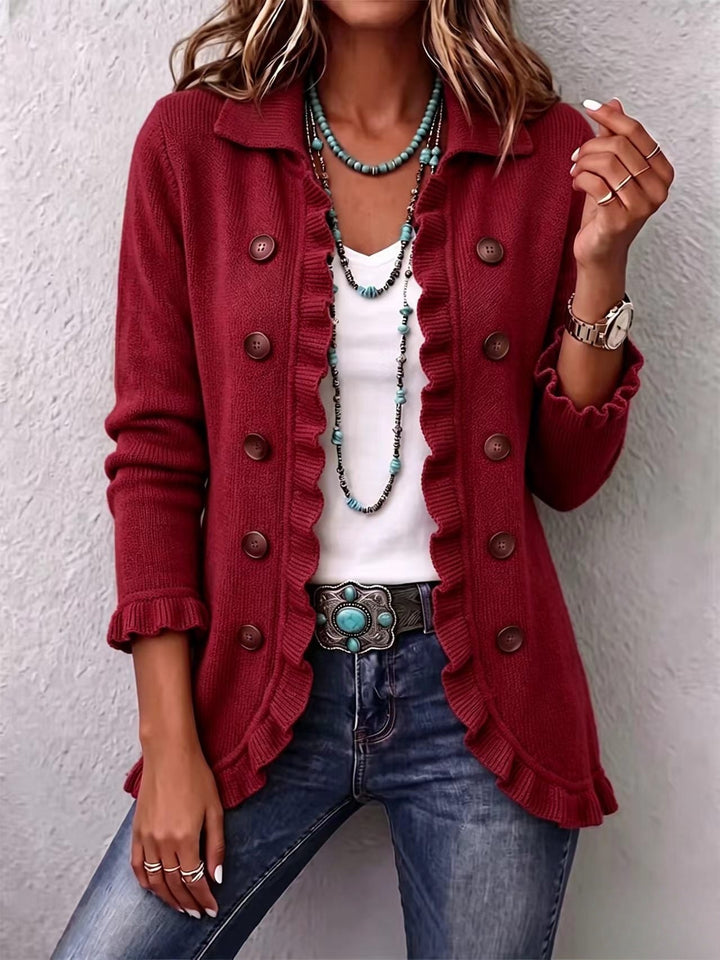 Eloise | Ruffled Knit Button Cardigan