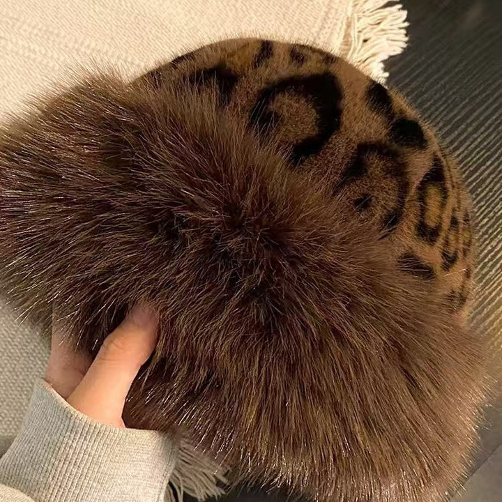 Elaine Leopard Fur-Trim Hat