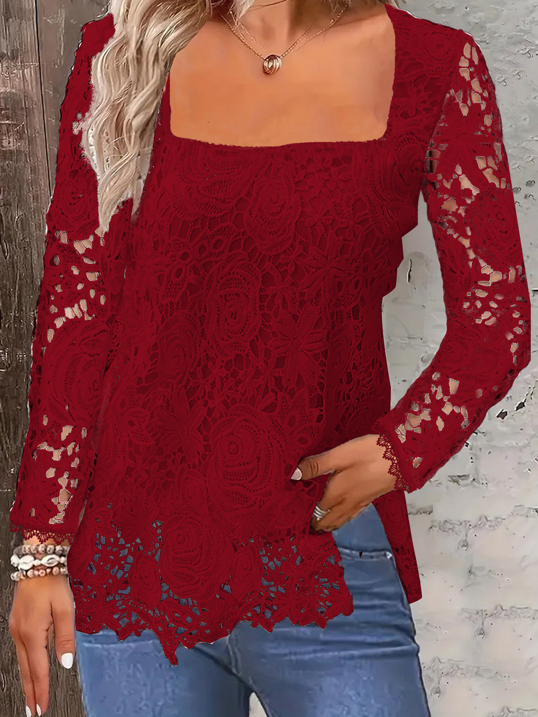 Marianne Lace Square-Neck Top