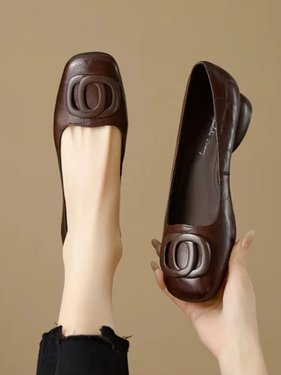 Letizia | Square-Toe Vegan Leather Ballet Flats