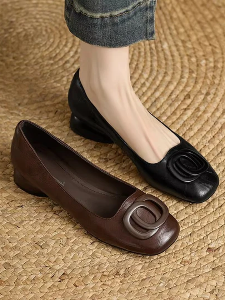 Letizia | Square-Toe Vegan Leather Ballet Flats