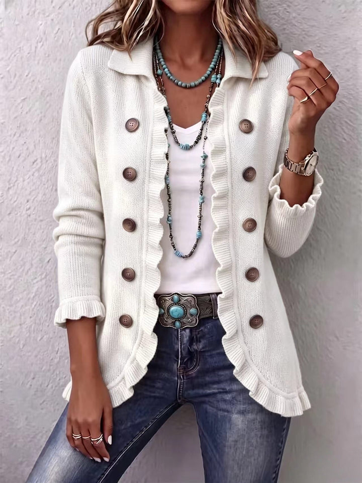 Eloise | Ruffled Knit Button Cardigan