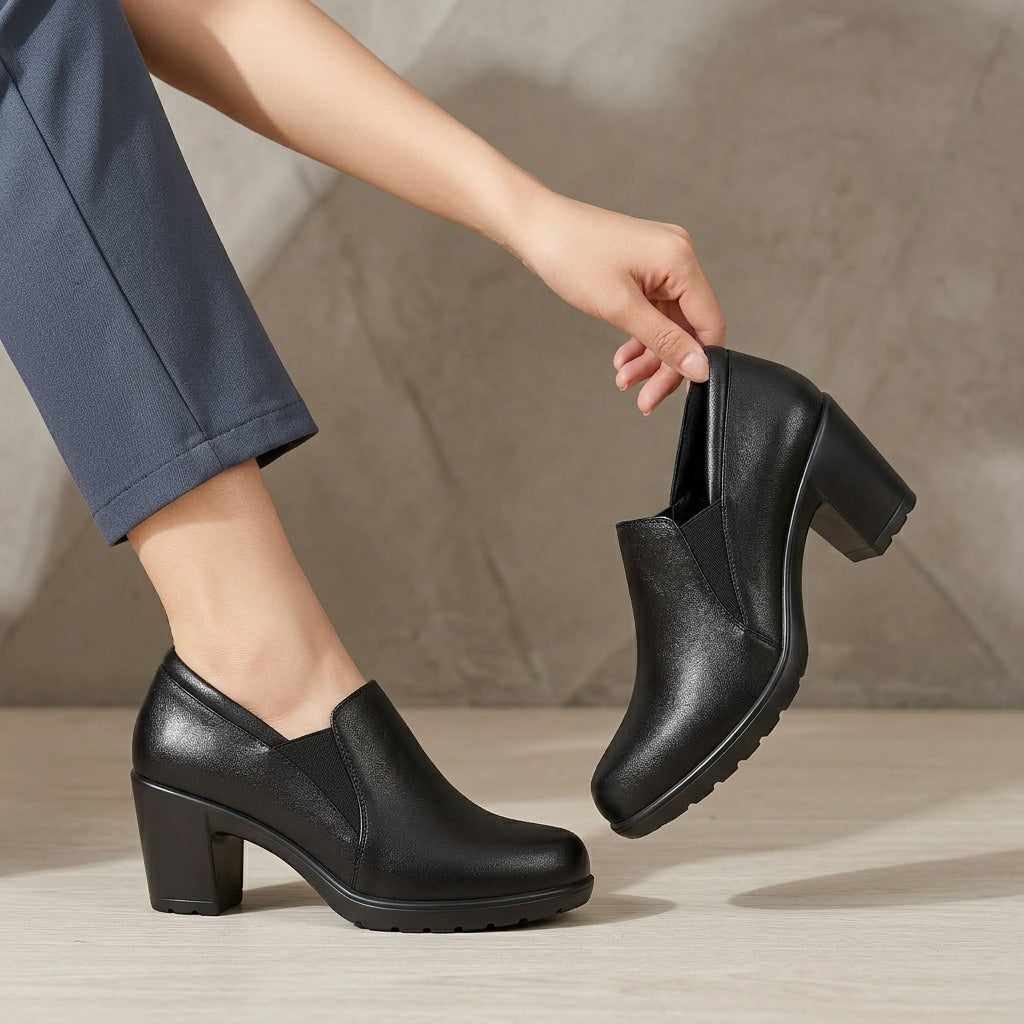 Block Heel Comfort Loafers Judith