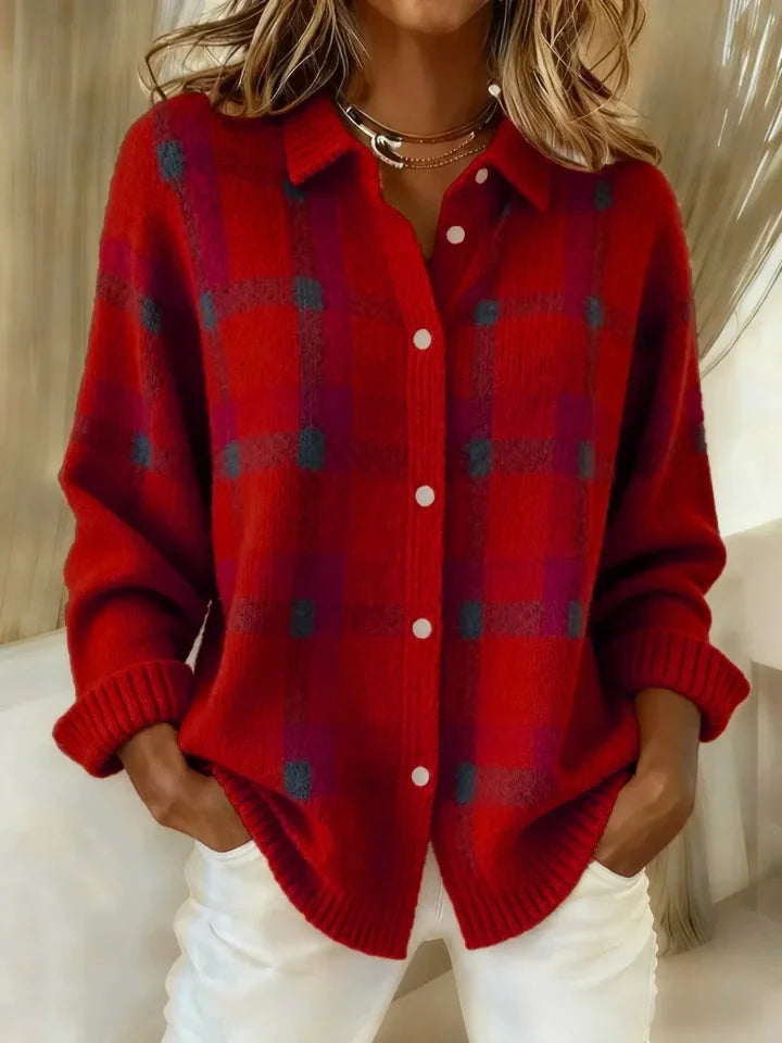 Theresa Plaid Knit Cardigan