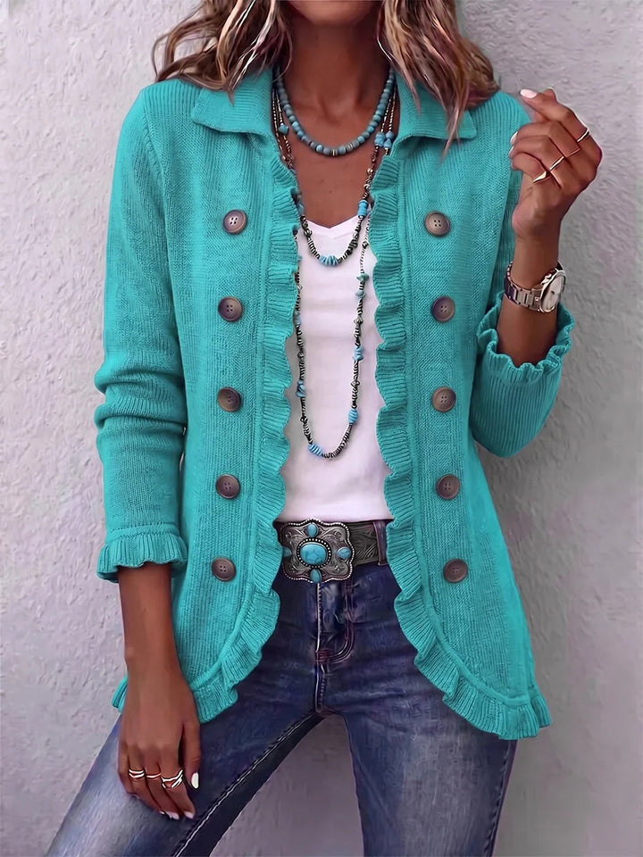 Eloise | Ruffled Knit Button Cardigan
