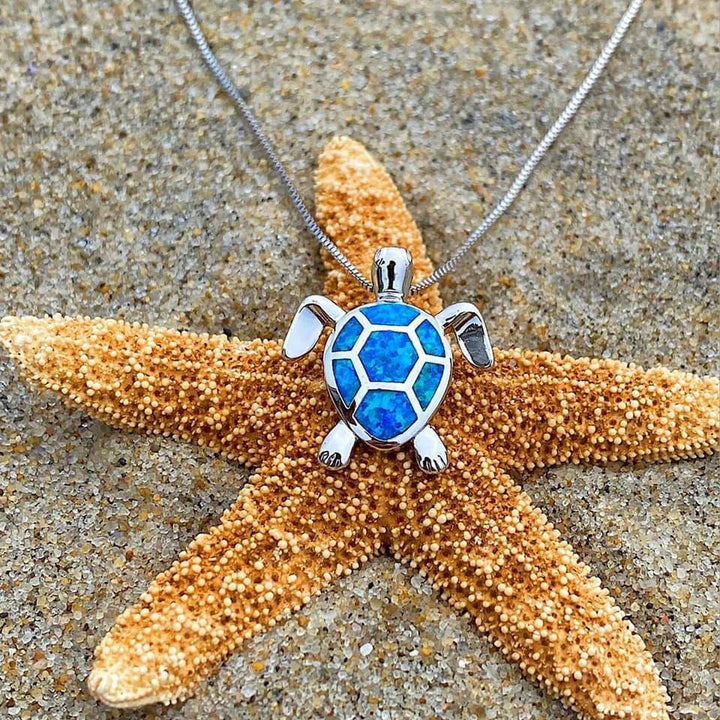 Exclusive Opal & Silver Sea Turtle Necklace and Earring Set