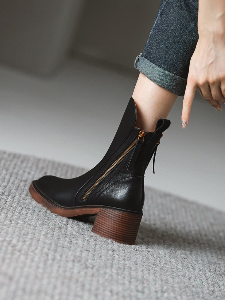 BARBARA BLOCK HEEL ANKLE BOOTS