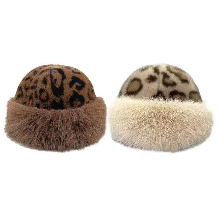 Elaine Leopard Fur-Trim Hat