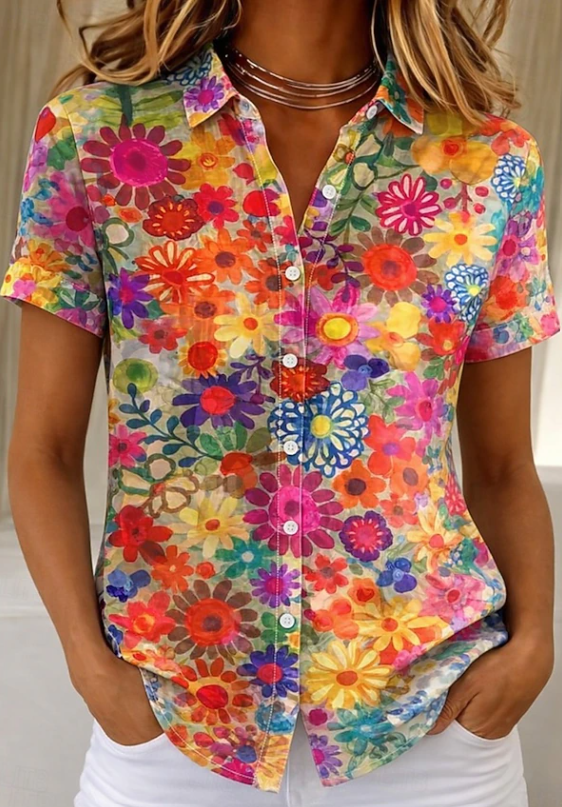 Amelie | Casual Floral Button-Up Shirt