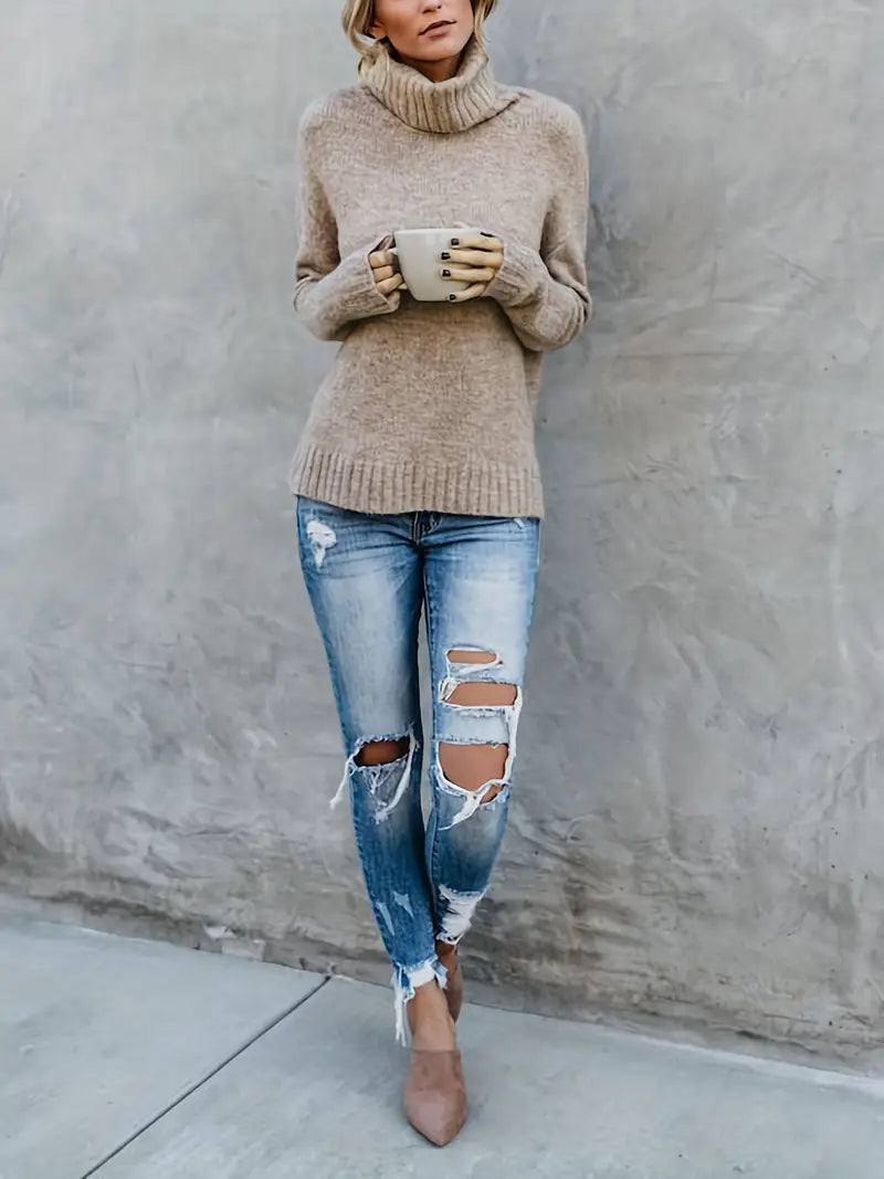 Bonnie | Women's Ribbed Knit Turtleneck Sweater
