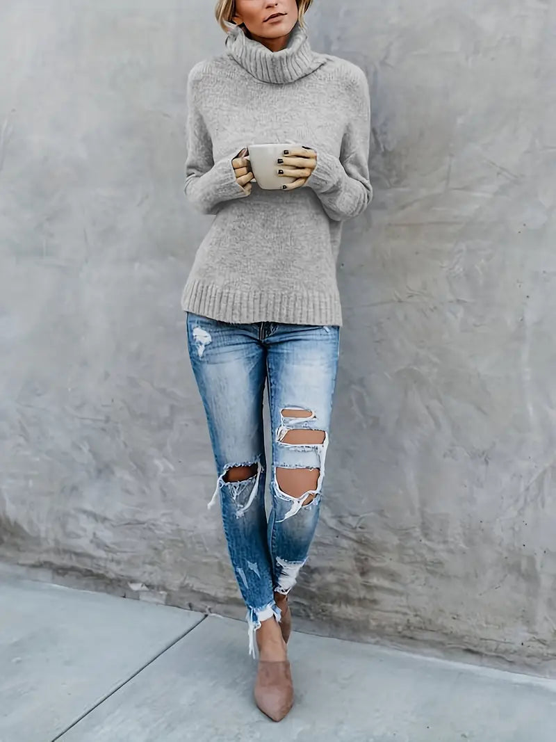 Bonnie | Women's Ribbed Knit Turtleneck Sweater