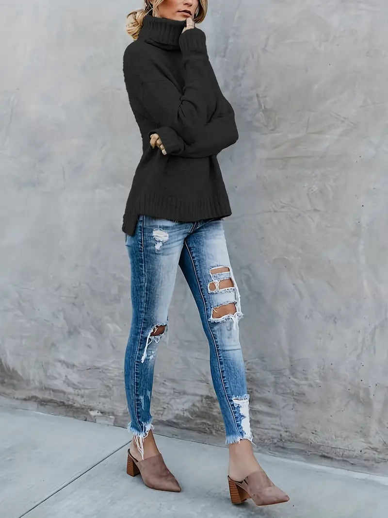 Bonnie | Women's Ribbed Knit Turtleneck Sweater
