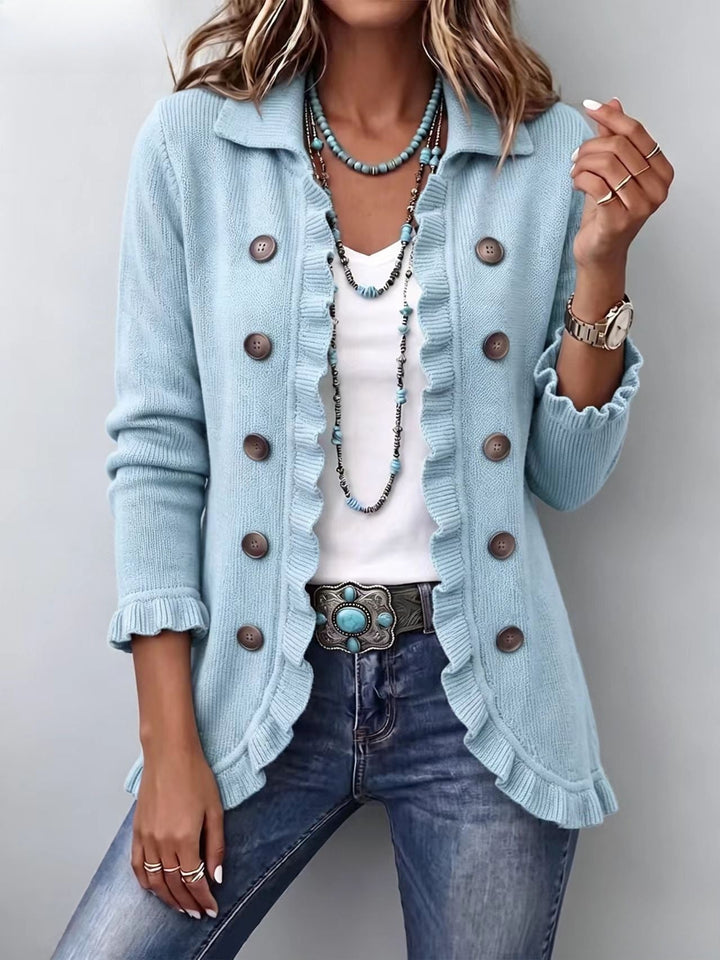 Eloise | Ruffled Knit Button Cardigan