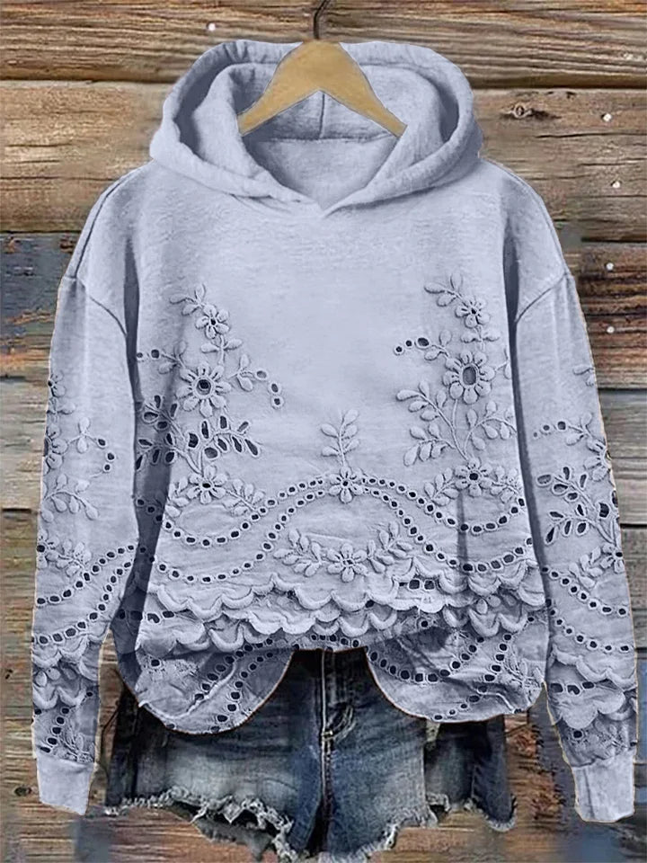 Rosa™ | Lace-Trim Charm Hoodie