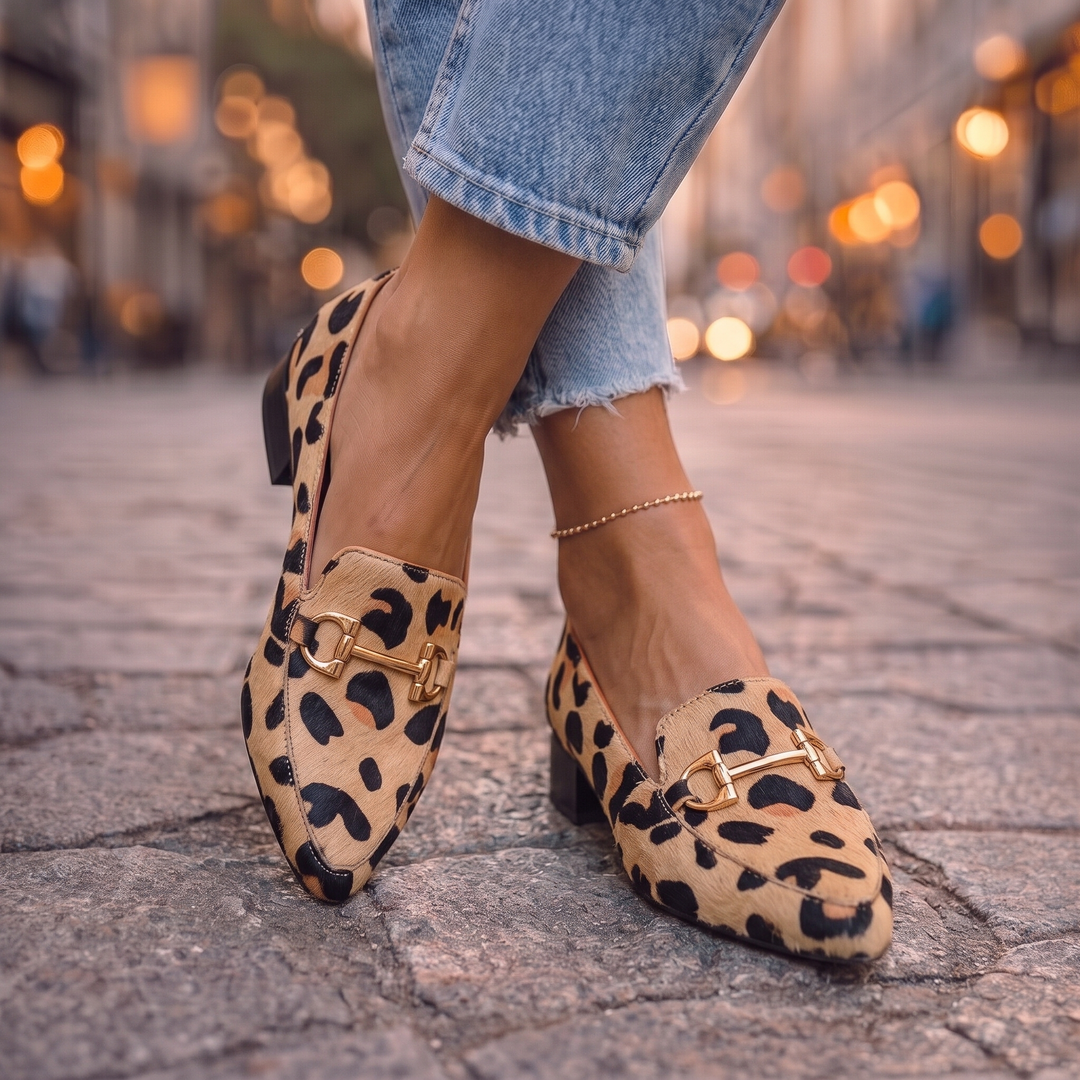 Sloane | Animal Print Horsebit Loafers