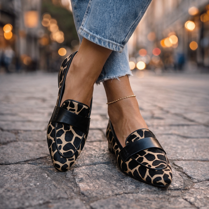 Wren | Giraffe Print Band Loafers