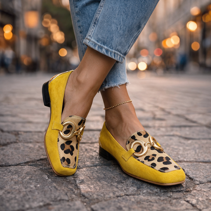 Sadie | Leopard Ring-Buckle Loafers