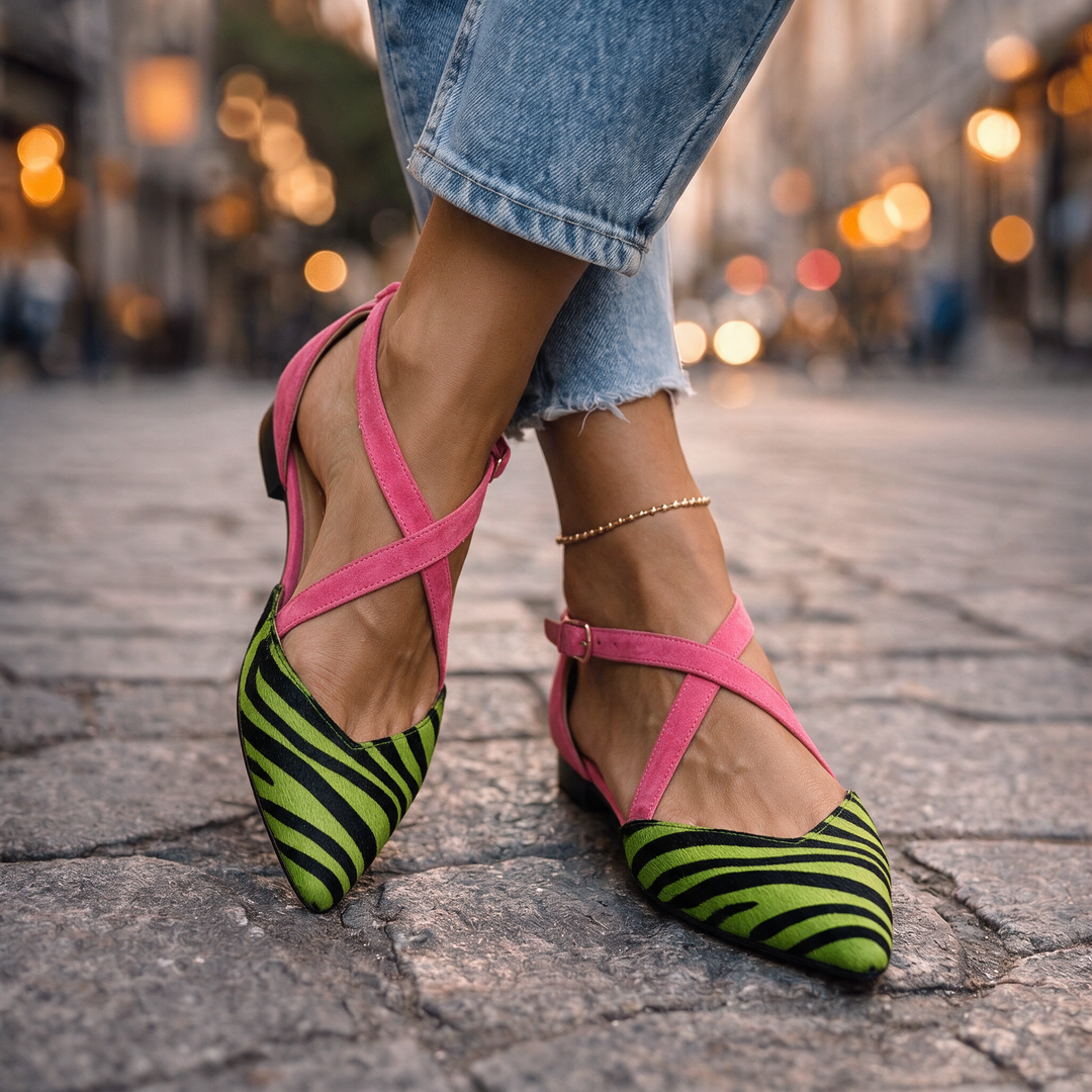Piper | Zebra Cross-Strap Flats