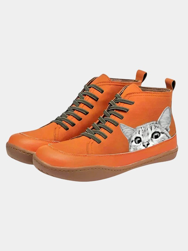 Miranda | Leather Ankle Boots with Graphic Print