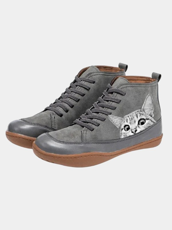 Miranda | Leather Ankle Boots with Graphic Print