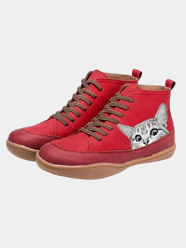 Miranda | Leather Ankle Boots with Graphic Print
