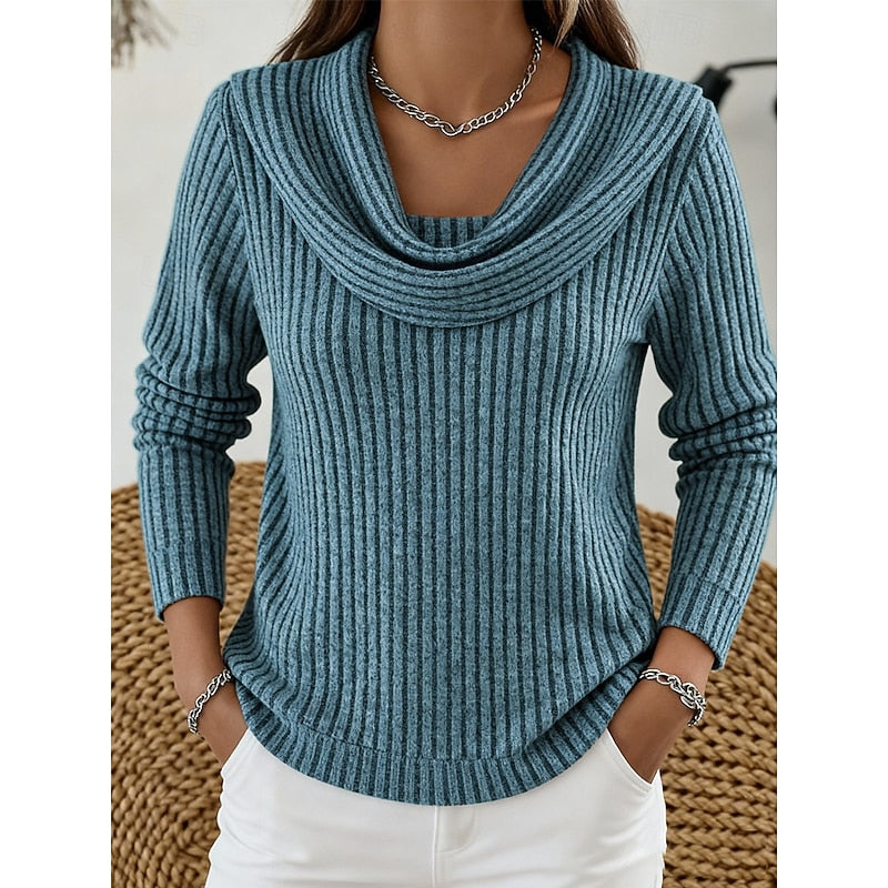 Isadora | Cowl-Neck Ribbed Top