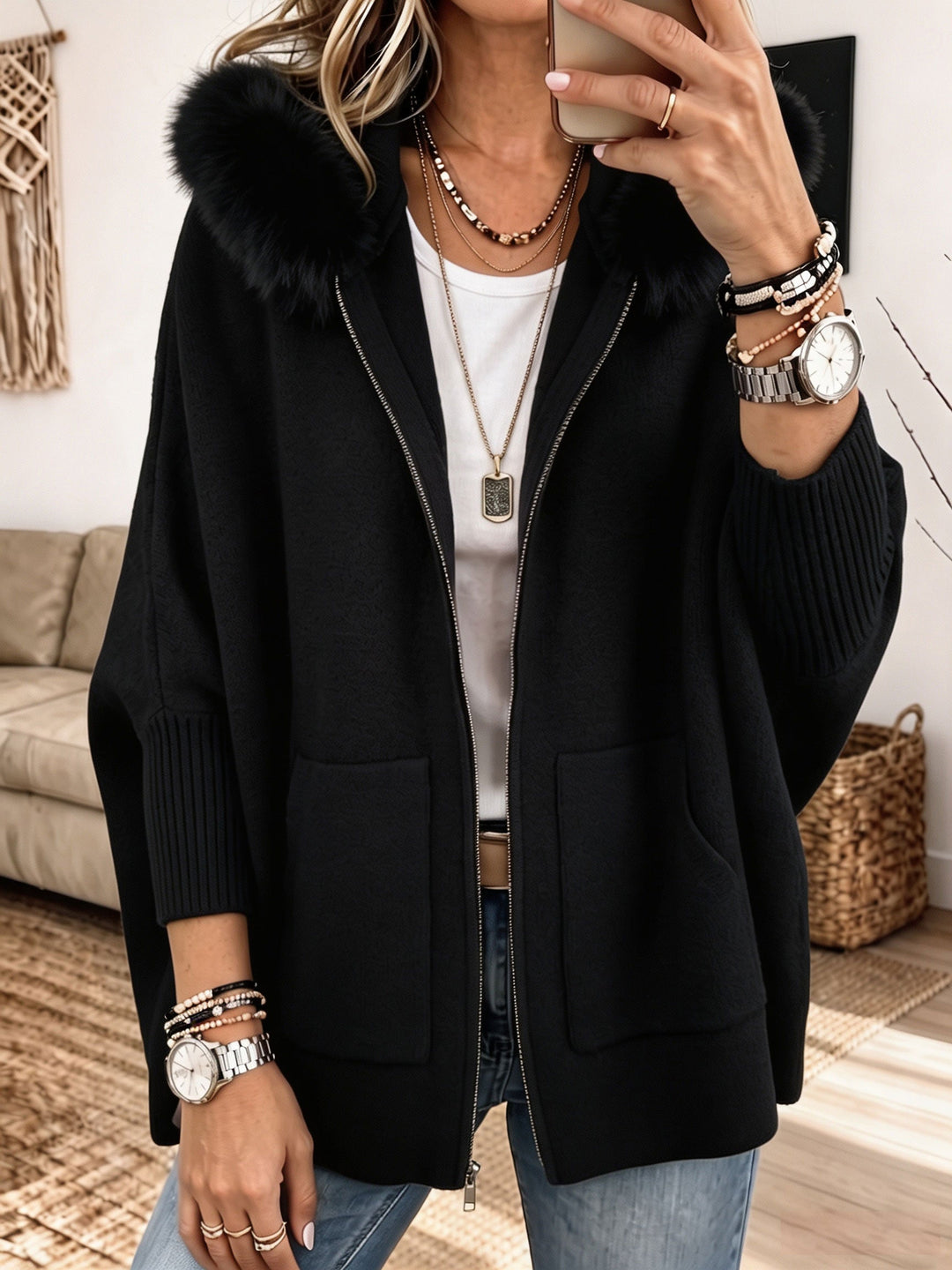 Cozy Hooded Knit Cardigan Sandra