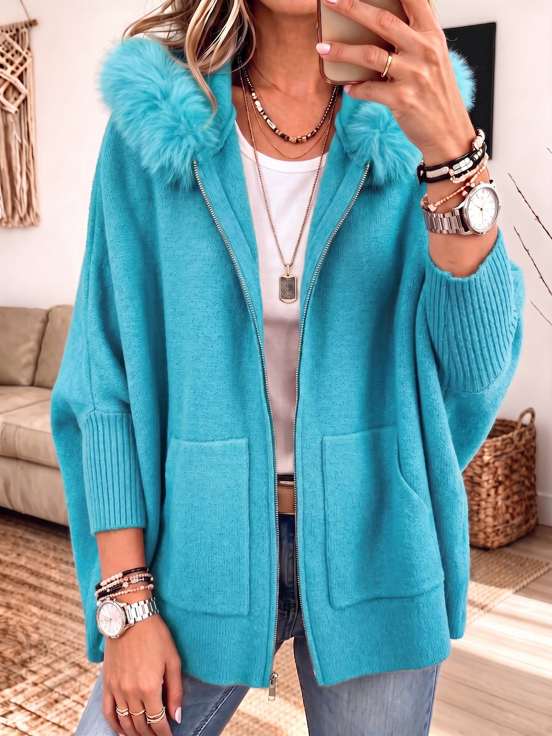 Cozy Hooded Knit Cardigan Sandra