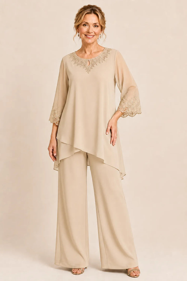 Graceful Embroidered Two Piece Formal Pant Set