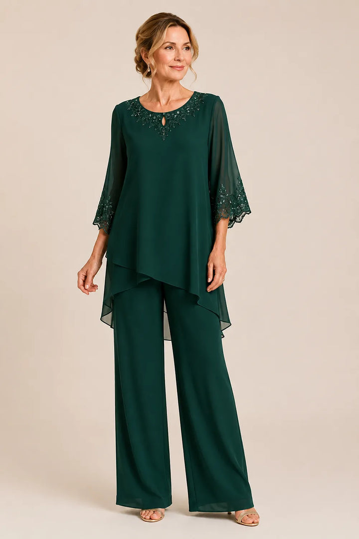 Graceful Embroidered Two Piece Formal Pant Set