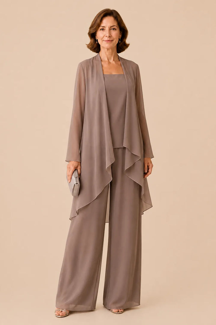 Graceful Mother of the Bride Chiffon Pant Suit