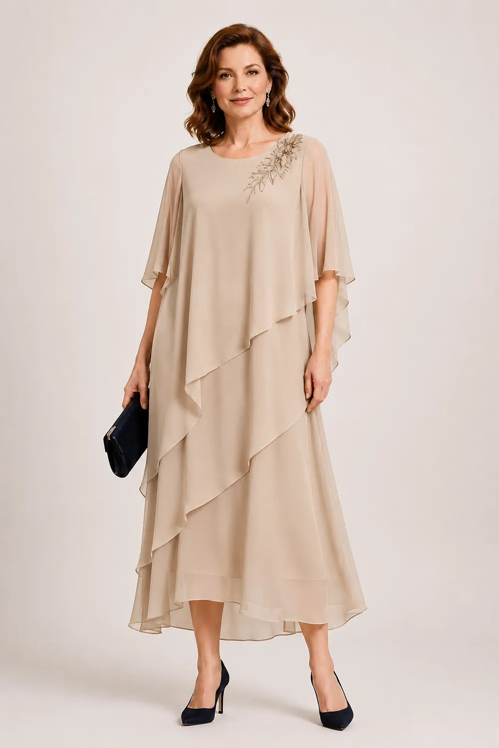 Vivienne Draped Layer Formal Occasion Dress